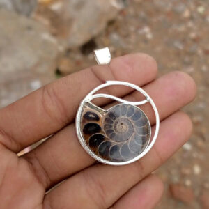 Pendentif ammonite fossile